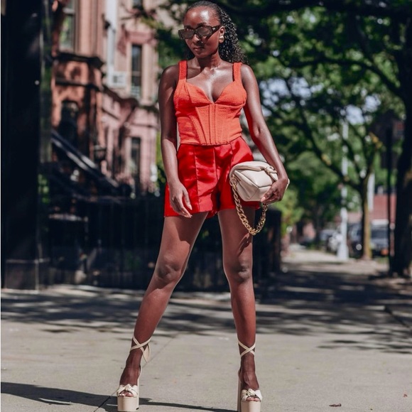 Zara Red Textured Corset Top - Picture 4 of 17